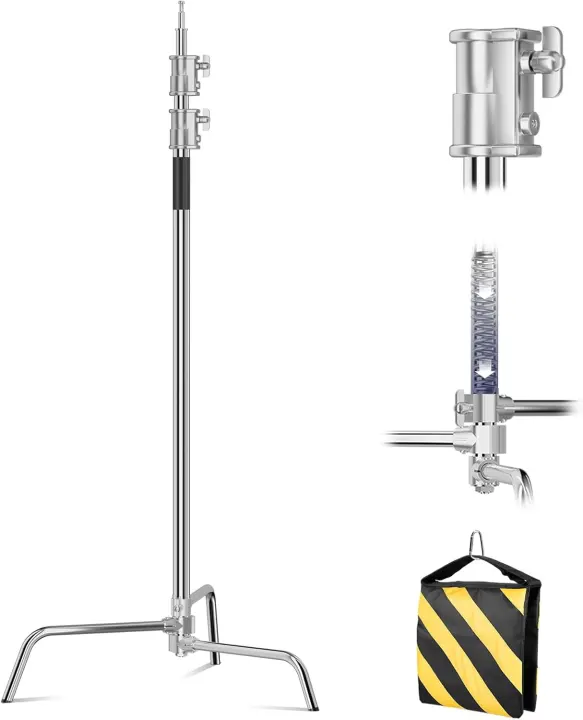 10.8 ft Stainless Steel C-Stand — Heavy-Duty Light Stand