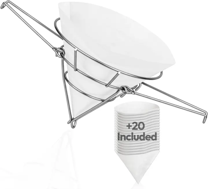 10-Inch Cone Filter Holder Kit — Metal Stand with 20 Paper Cones