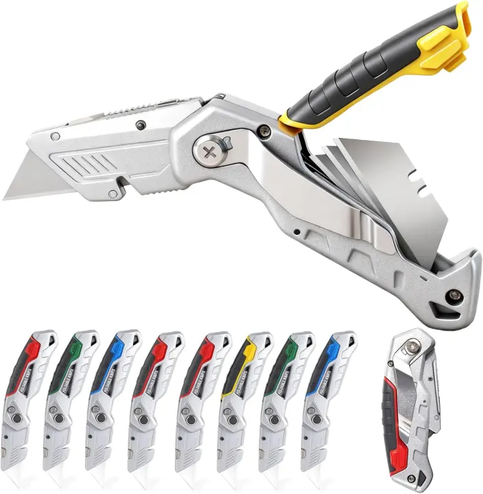 10-Pack Heavy-Duty Folding Utility Knives — All-Metal Handles