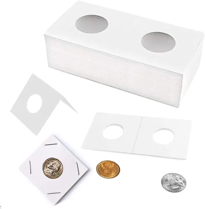 100-Pack 2x2 Cardboard Coin Flips with Clear Window (40mm)