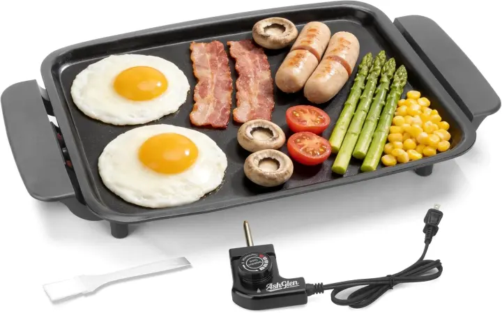 12-Inch Ceramic Electric Griddle — Small Nonstick Indoor Griddle