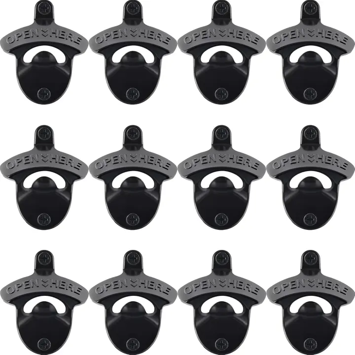 12-Pack Black Wall-Mounted Beer Bottle Openers