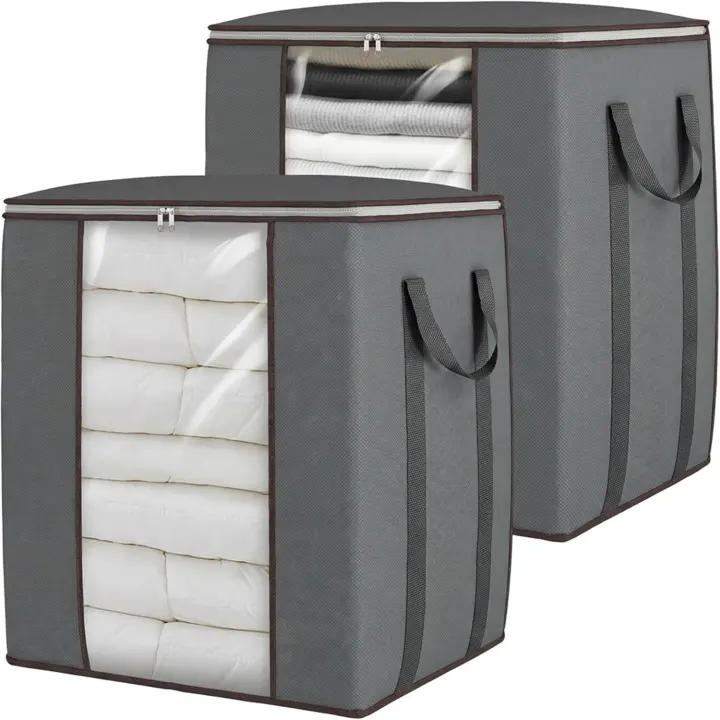 120L Comforter Storage Bags — 2-Pack Grey Organizers
