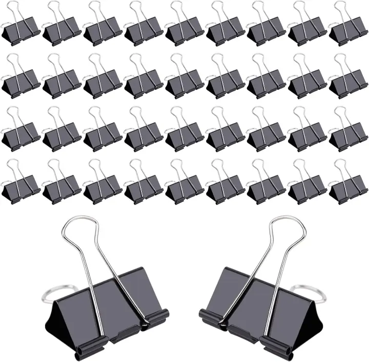 144-Pack 1-Inch Binder Clips — Medium Paper Clamps, Black