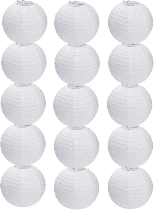 15-Pack 6in White Paper Lanterns — Indoor & Outdoor Party Decor