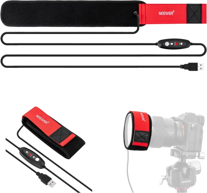 16"/400mm USB Lens Heater Strip — 3-Stage Dew Warmer for Cameras & Scopes