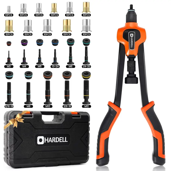 16" Rivet Nut (Nutsert) Tool Kit with 11 Mandrels & 110 Nutserts