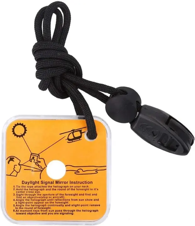 2.3-Inch Survival Signal Mirror with Aim Mark and Rescue Whistle