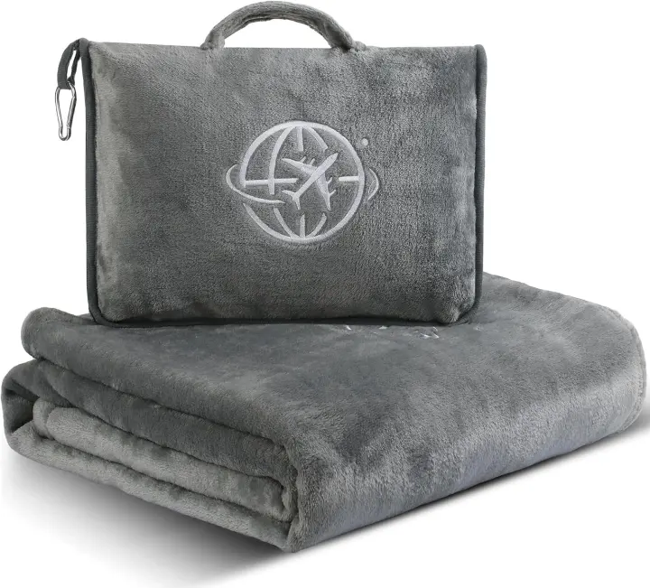 2-in-1 Travel Blanket & Pillow — Ultra-Soft, Packable, Machine Washable