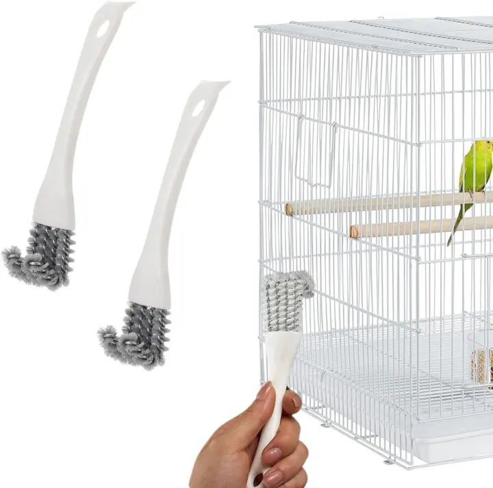 2-Pack Bird Cage Cleaning Brushes with Scraper — Cage Cleaning Tool