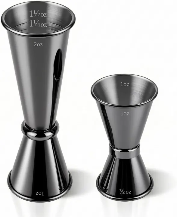 2-Pack Stainless Steel Cocktail Jiggers — Japanese-Style Double-Sided Measures