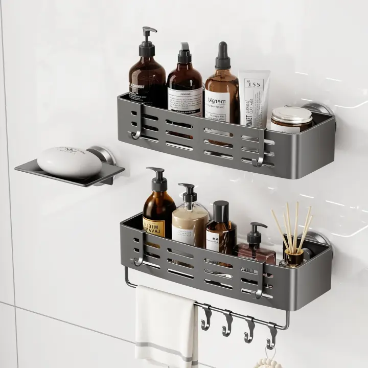 2-Pack Suction Corner Shower Caddy — No-Drill Bathroom Shelf