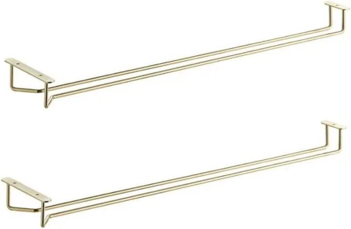 24" Brass-Plated Glass Hanging Stemware Rack — Set of 2