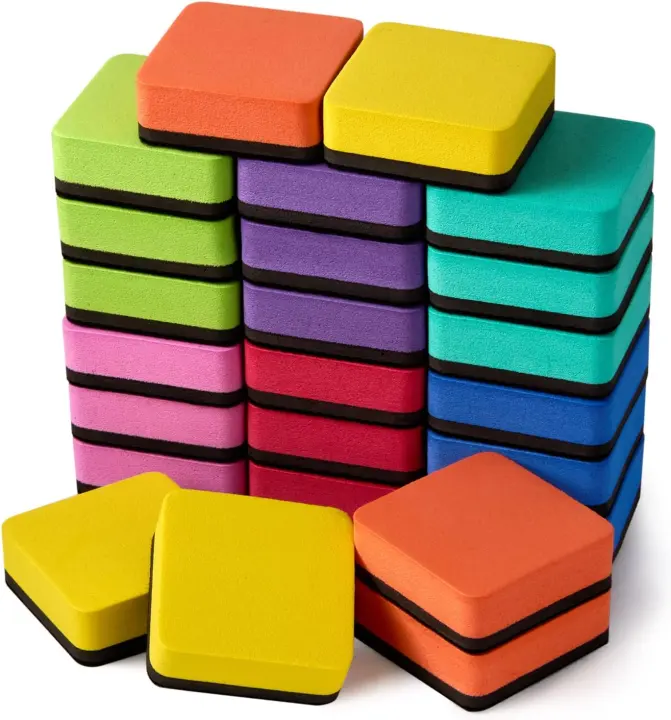 24-Pack Magnetic Dry-Erase Board Erasers for Classroom & Office