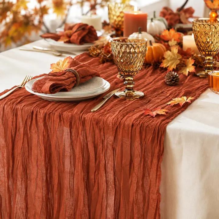3-Pack Terracotta Gauze Table Runners — 35 x 120 in Event Decor
