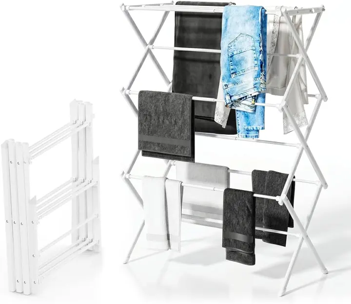 3-Tier Foldable Clothes Drying Rack — Adjustable, Collapsible Air Dryer