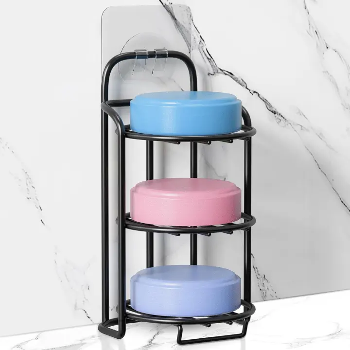 3-Tier Shower Soap & Shampoo Bar Holder — Adhesive or Freestanding