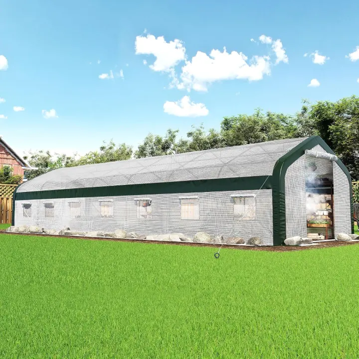 34x10x7 ft Walk-In Tunnel Greenhouse with Integrated Watering System