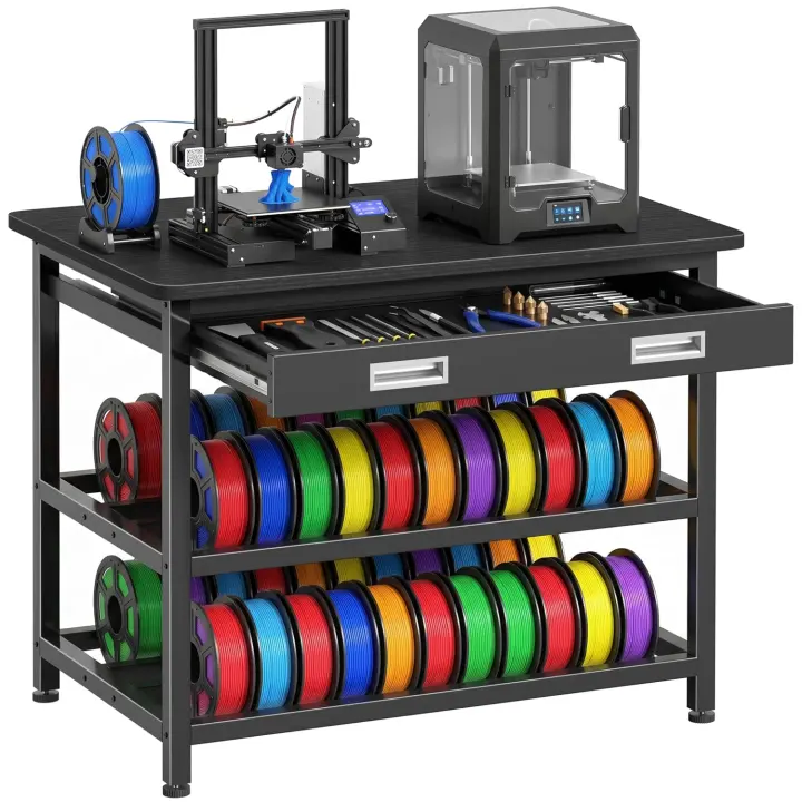 36-inch Heavy-Duty 3D Printer Stand with Filament Storage & Metal Drawer