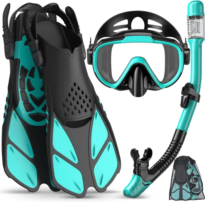 4-in-1 Adult Snorkeling Set — Mask, Dry Snorkel & Adjustable Fins
