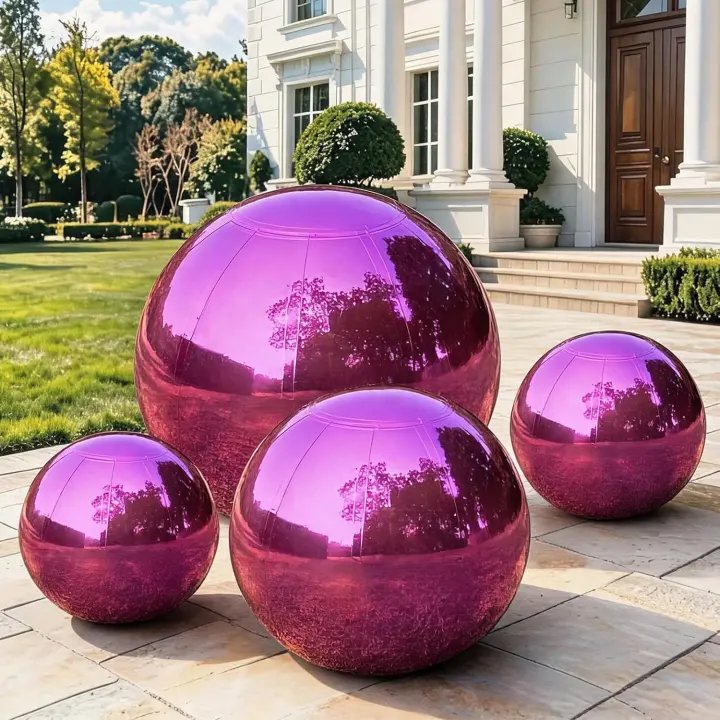 4-Piece Hot Pink Inflatable Mirror Ball Set — Inflatable Disco Balls