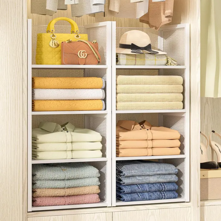 4-Tier Stackable Closet Organizer with Wire Basket Shelves