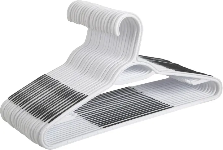 50-Pack Plastic Clothes Hangers with Non-Slip Pads — Space-Saving Set