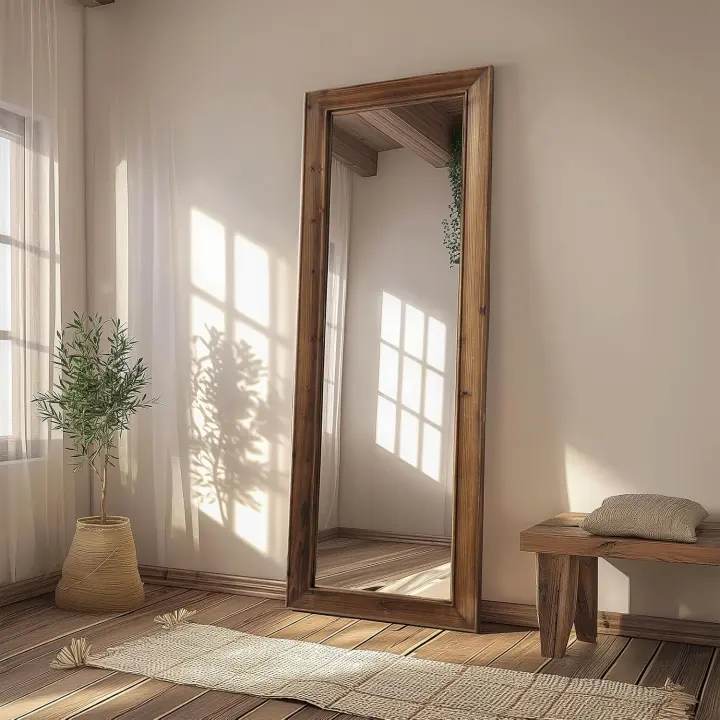 64" x 21" Rustic Full-Length Wood Frame Mirror — Farmhouse Style