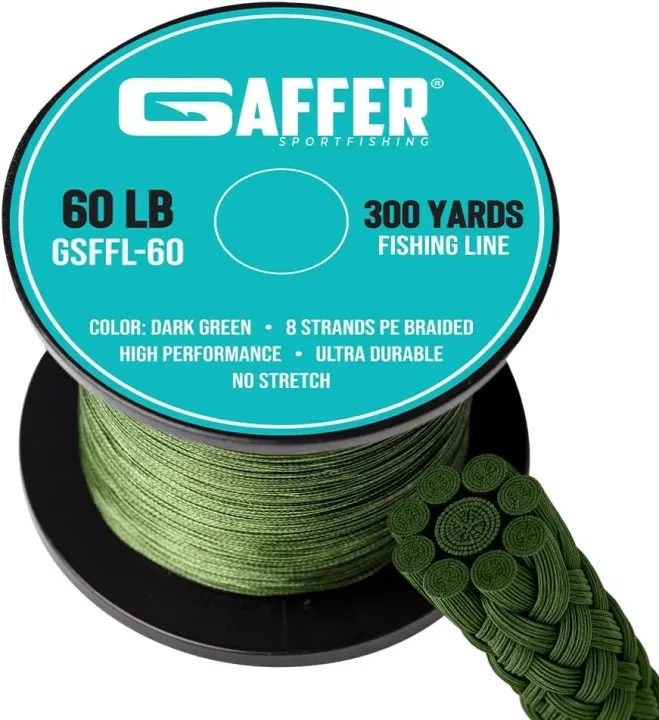 8-Strand Braided Fishing Line — 60 lb, 300 yd, Dark Green