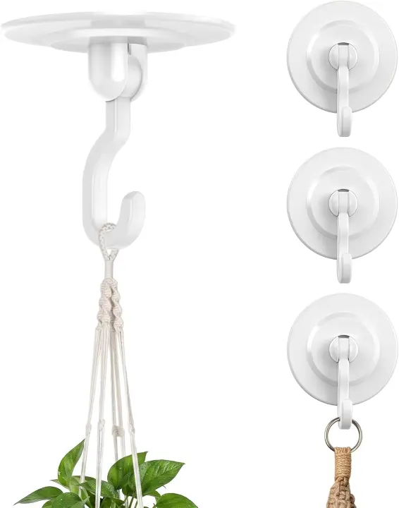 Adhesive Swivel Ceiling Hooks for Hanging Plants — 3 lb Capacity