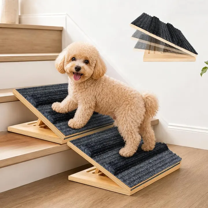 Adjustable Dog Stair Ramp Set — Fits 4.5–8 in. Steps