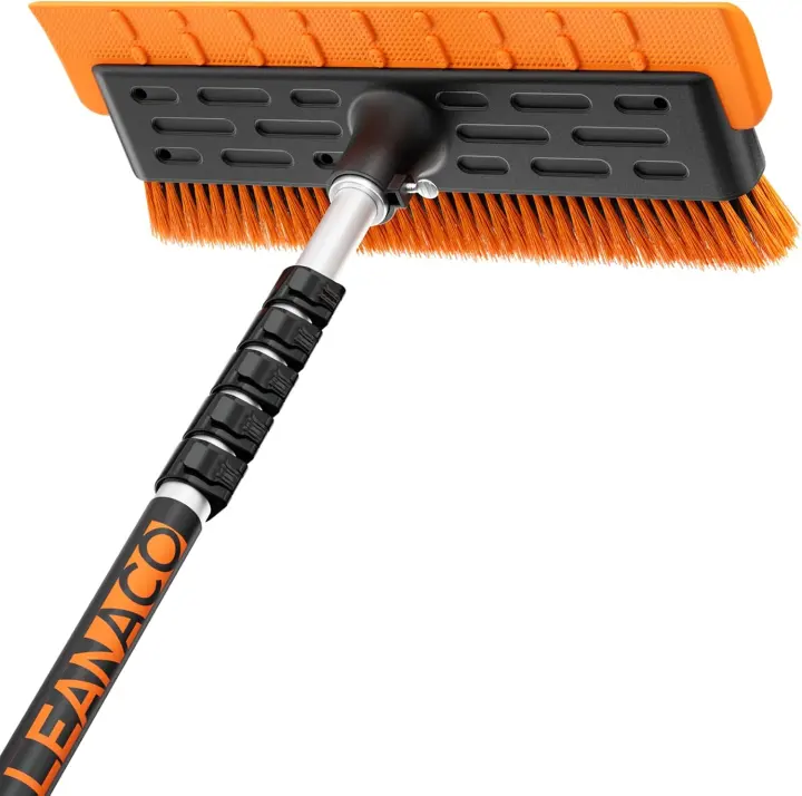 All-Season Telescoping Roof Rake — 16" Foam Blade & Brush, 4.7–24 ft
