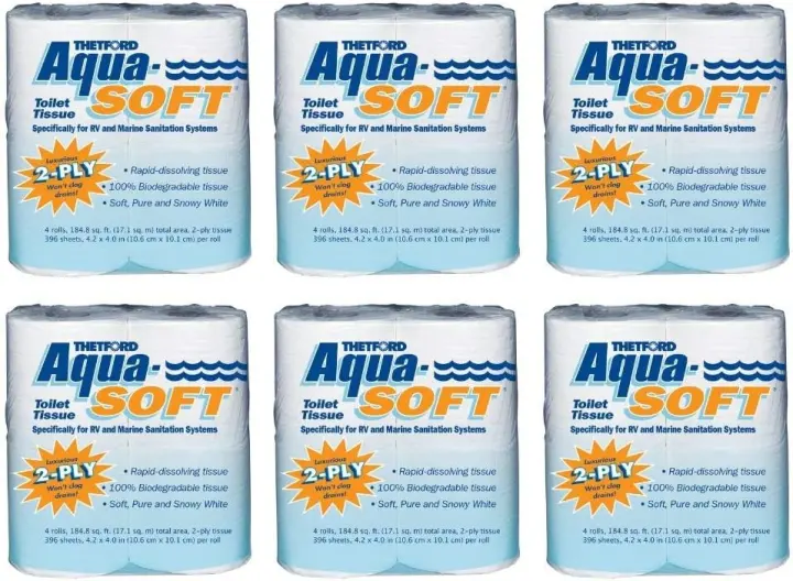 Aqua-Soft RV & Marine Toilet Paper — 2-Ply, 24 Rolls (6×4)
