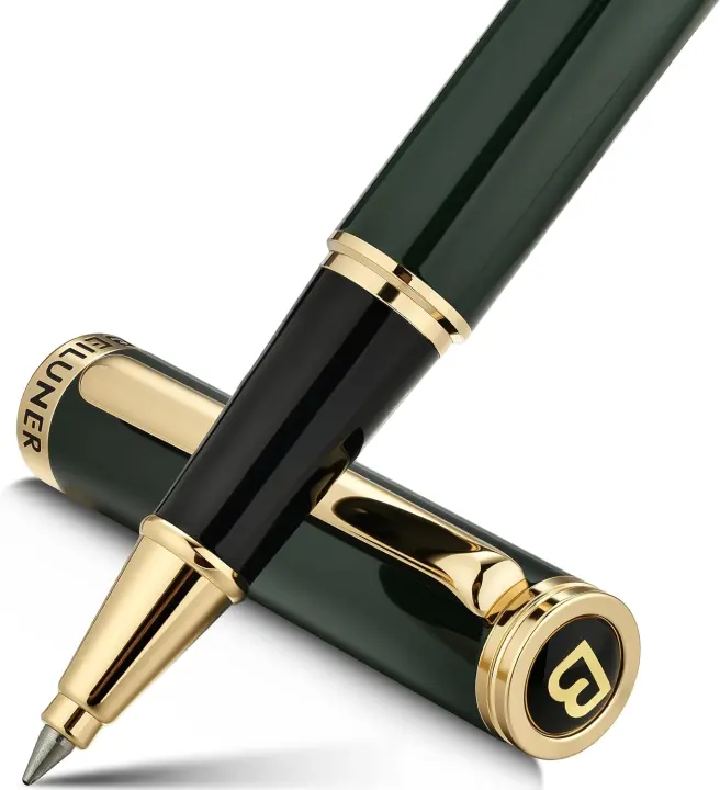 BEILUNER Racing Green Lacquer Rollerball Pen with 24K Gold Trim