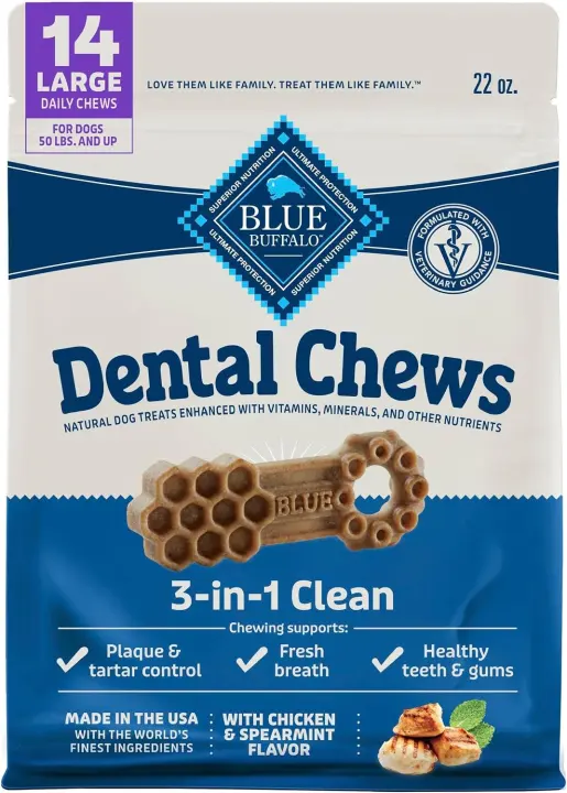 Blue Buffalo Chicken & Spearmint Large Daily Dental Chews — 14 ct