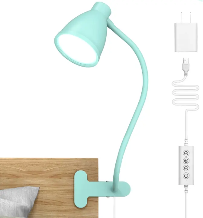 BOHON Clamp-On Desk Lamp — 5 Color Temps, 10 Brightness (Teal)