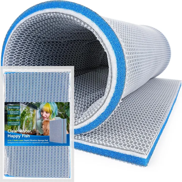 Borlech 8-Layer Aquarium Filter Pad — Cut-to-Fit Floss Sheet (15.75×11.81×0.6")