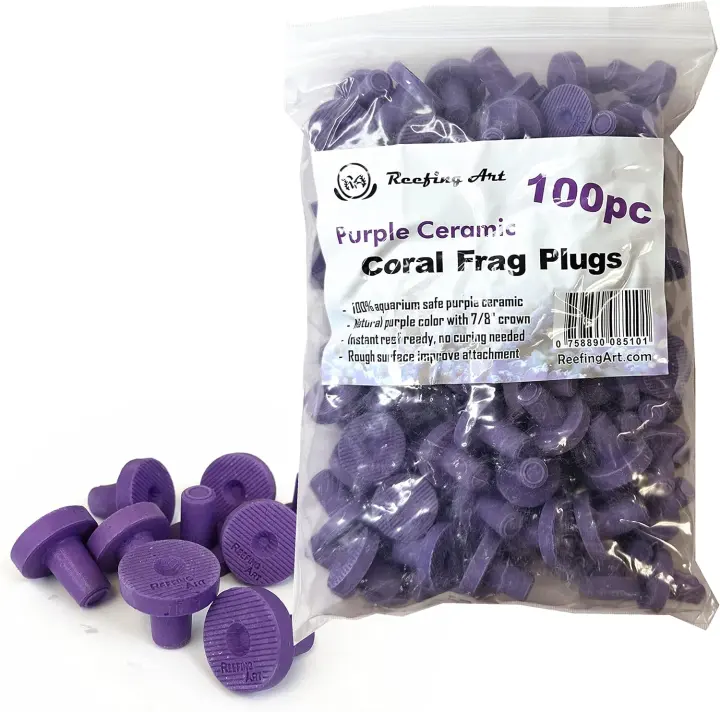 Ceramic Coralline Purple Coral Frag Plugs — 100-Pack with Glue