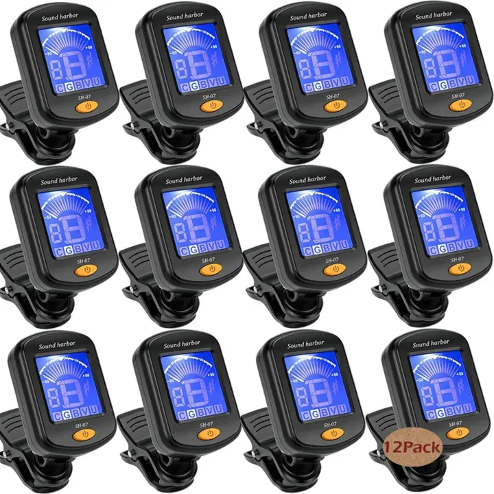 Clip-On Guitar Tuner SH-07 — Multi-Instrument Clip Tuners (12-Pack)