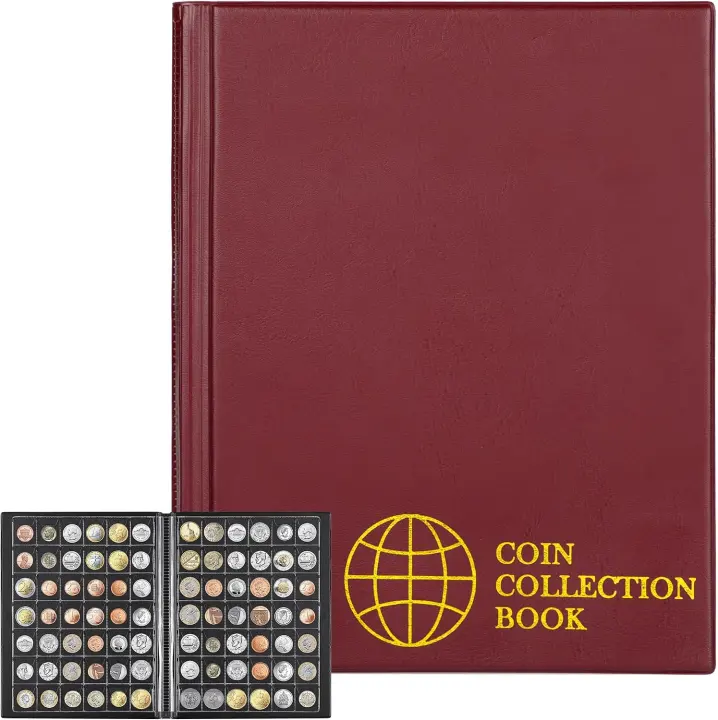 Coin Album — 420 Pockets (1.1x1.1 in) 10 Pages, Red