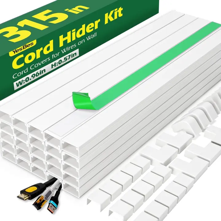 Cord Hider Kit — 315in Paintable Self-Adhesive Cable Covers