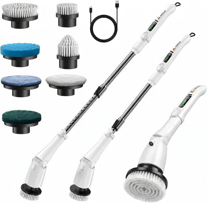 Cordless Electric Spin Scrubber — Extendable Long-Handle Cleaner