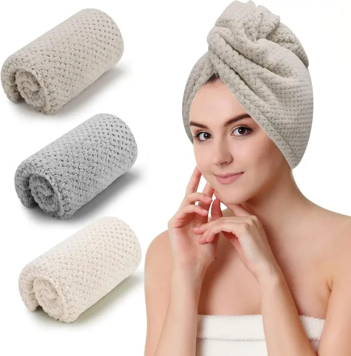 CZZXI 3‑Pack Microfiber Hair Wraps — Hair Towels for Wet Hair