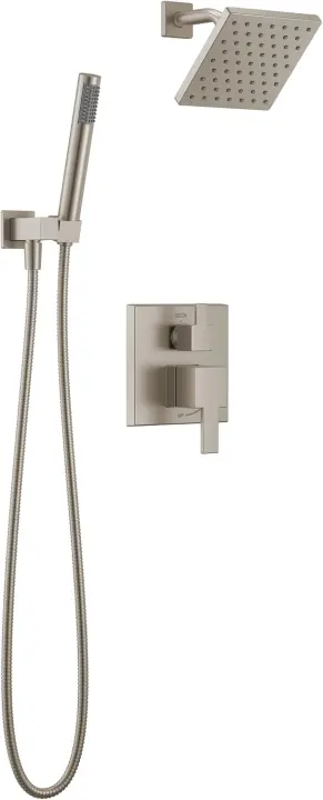 Delta Modern Square Shower System Faucet Set — Brushed Nickel