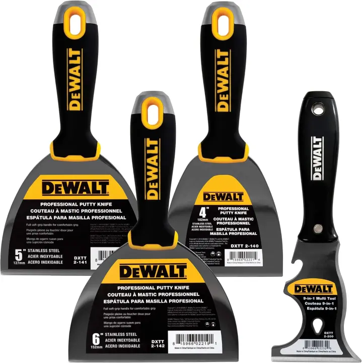 DEWALT Stainless Steel Putty Knife 3‑Pack with 9‑in‑1 Painter’s Tool