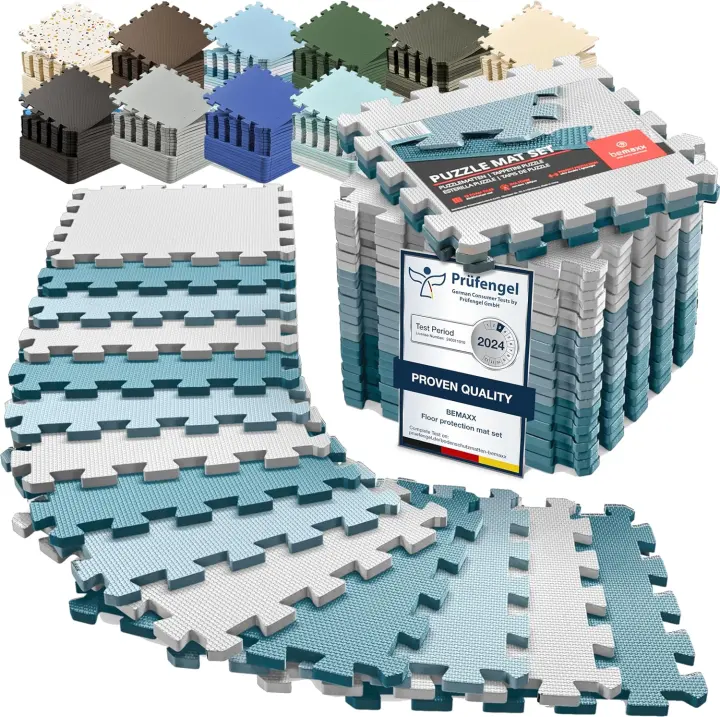 EVA Interlocking Gym Floor Mats Set - Puzzle Foam Tiles for Workouts
