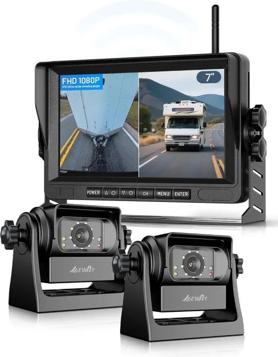 EWAY Dual Magnetic Wireless Backup Camera System with 7" IPS Monitor