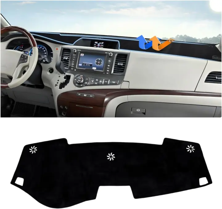Flannel Dashboard Cover for Toyota Sienna 2011–2014 — Dash Protector Mat