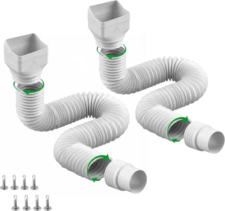 Flexible Downspout Extension — 2-Pack, 21–62 in Adjustable, White