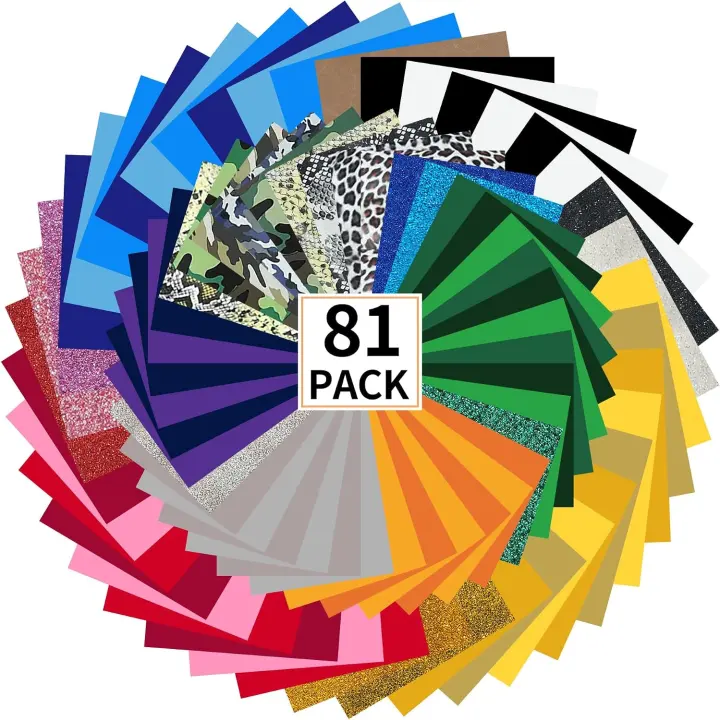 FUNKAKA Heat Transfer Vinyl 81-Pack — 12" x 10" Iron-On Sheets